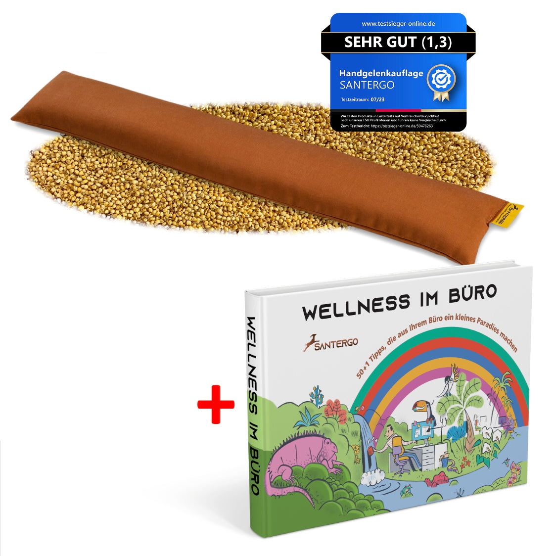 ALL IN: SANTERGO Handgelenkauflage Tastatur (eine Farbe nach Wahl) + Buch