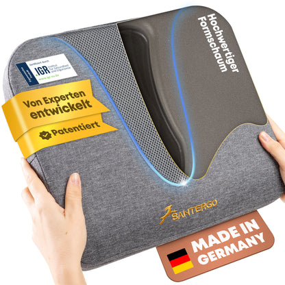 Orthopädisches REISE-Sitzkissen - PATENTIERT & FORMSTABIL | TRAVELLER | SANTERGO