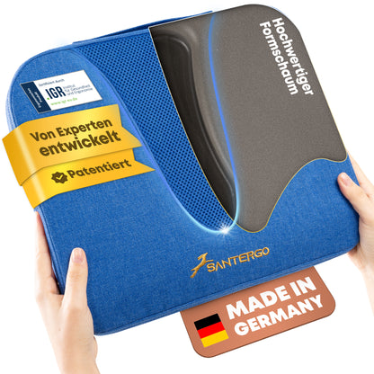Orthopädisches REISE-Sitzkissen - PATENTIERT & FORMSTABIL | TRAVELLER | SANTERGO