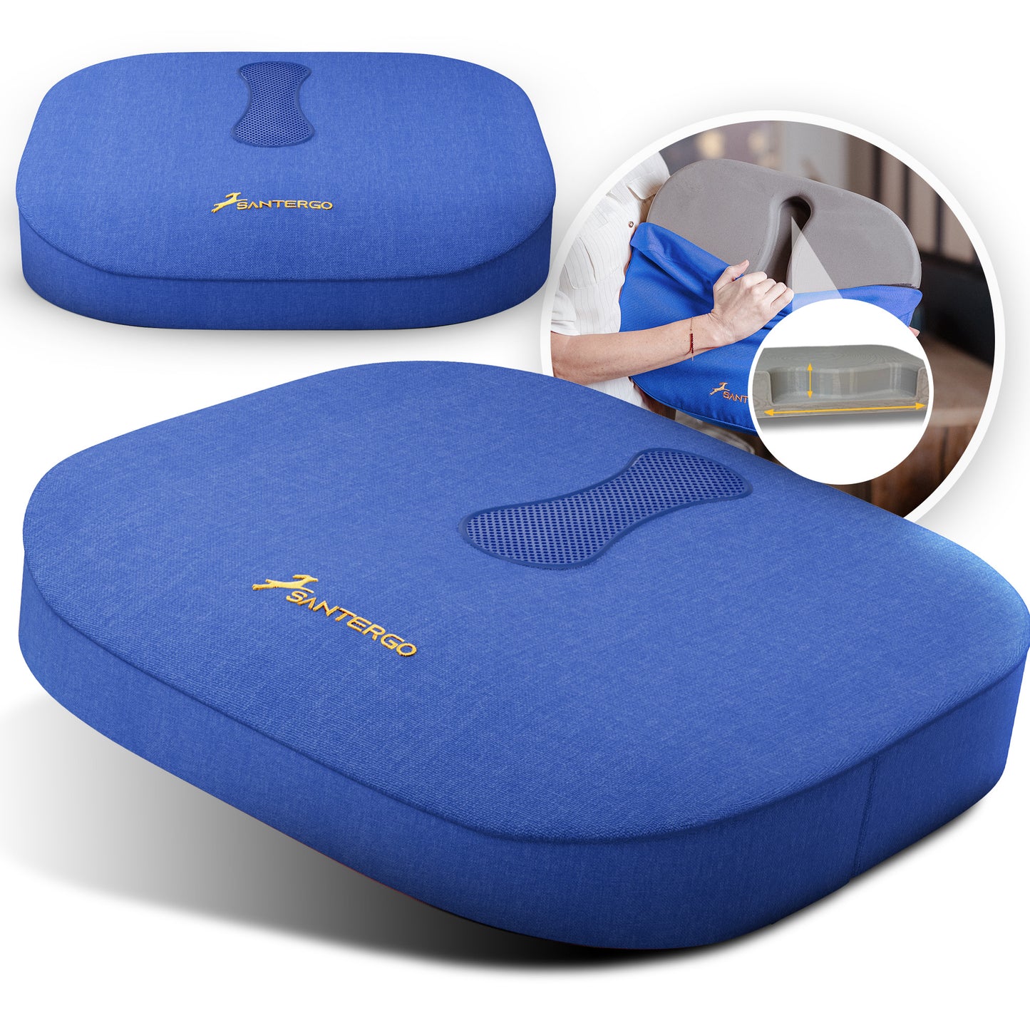 Orthopädisches Sitzkissen - PATENTIERT & FORMSTABIL | SANTERGO