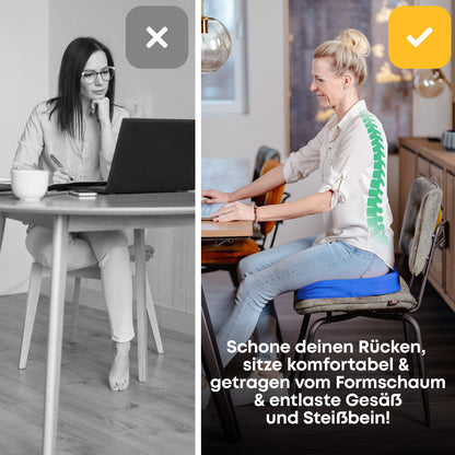 Orthopädisches PREMIUM Sitzkissen - PATENTIERT & FORMSTABIL | SANTERGO