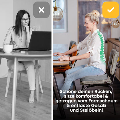 Orthopädisches PREMIUM Sitzkissen - PATENTIERT & FORMSTABIL | SANTERGO