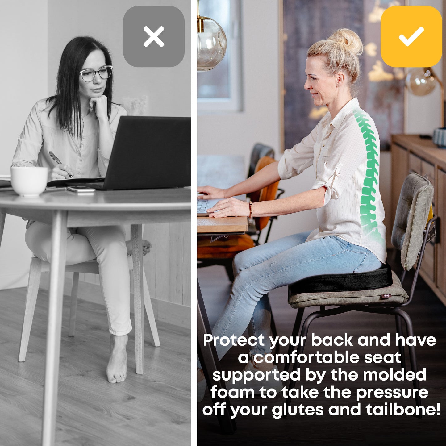 Orthopädisches Sitzkissen - PATENTIERT & FORMSTABIL | SANTERGO