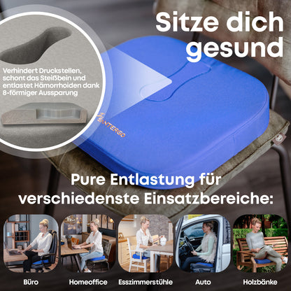 Orthopädisches PREMIUM Sitzkissen - PATENTIERT & FORMSTABIL | SANTERGO