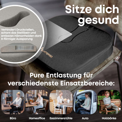 Orthopädisches PREMIUM Sitzkissen - PATENTIERT & FORMSTABIL | SANTERGO