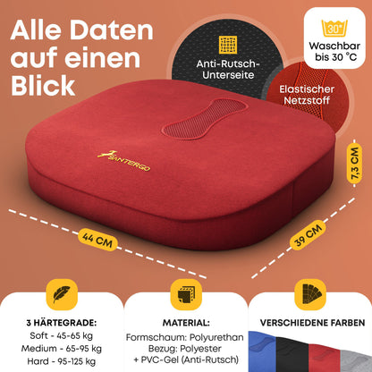 Orthopädisches PREMIUM Sitzkissen - PATENTIERT & FORMSTABIL | SANTERGO