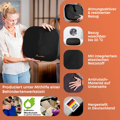 Orthopädisches PREMIUM Sitzkissen - PATENTIERT & FORMSTABIL | SANTERGO