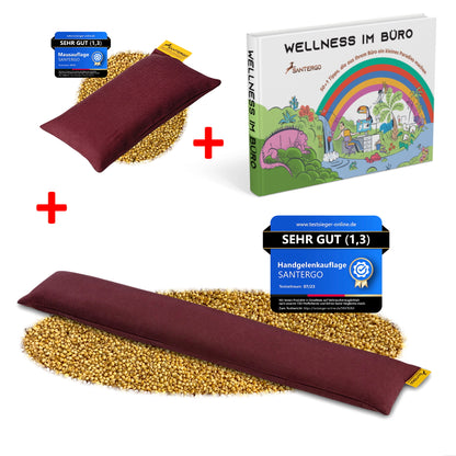 ALL IN: SANTERGO Mauspad + Handgelenkauflage Tastatur (Farbe nach Wahl) + Buch