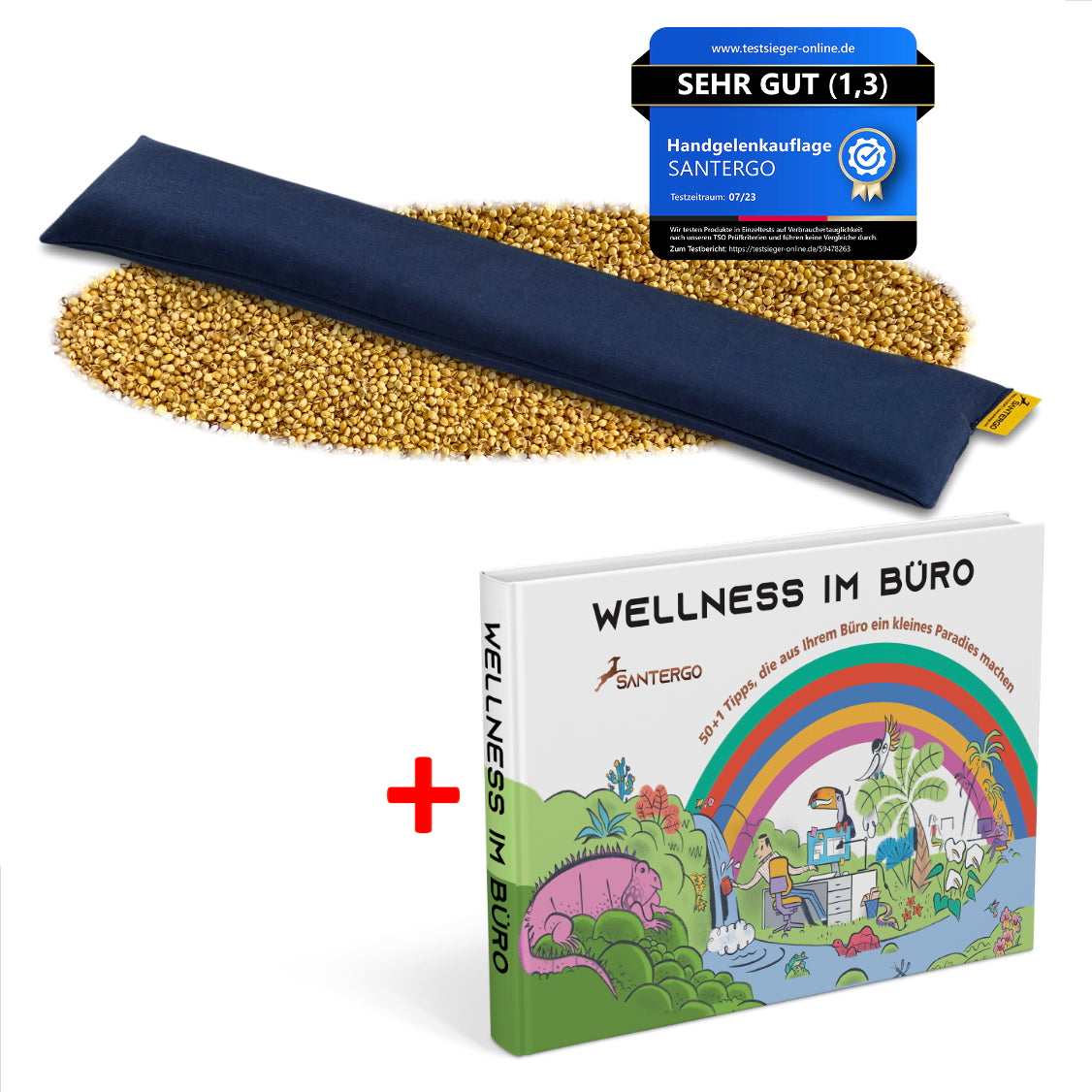 ALL IN: SANTERGO Handgelenkauflage Tastatur (eine Farbe nach Wahl) + Buch