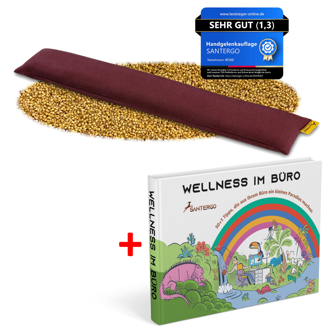 ALL IN: SANTERGO Handgelenkauflage Tastatur (eine Farbe nach Wahl) + Buch