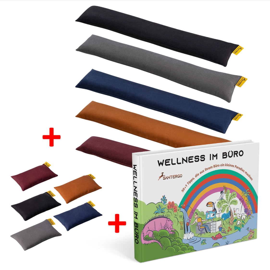 ALL IN: SANTERGO Mauspad + Handgelenkauflage Tastatur (Farbe nach Wahl) + Buch