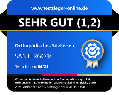 Orthopädisches Sitzkissen - PATENTIERT & FORMSTABIL | SANTERGO