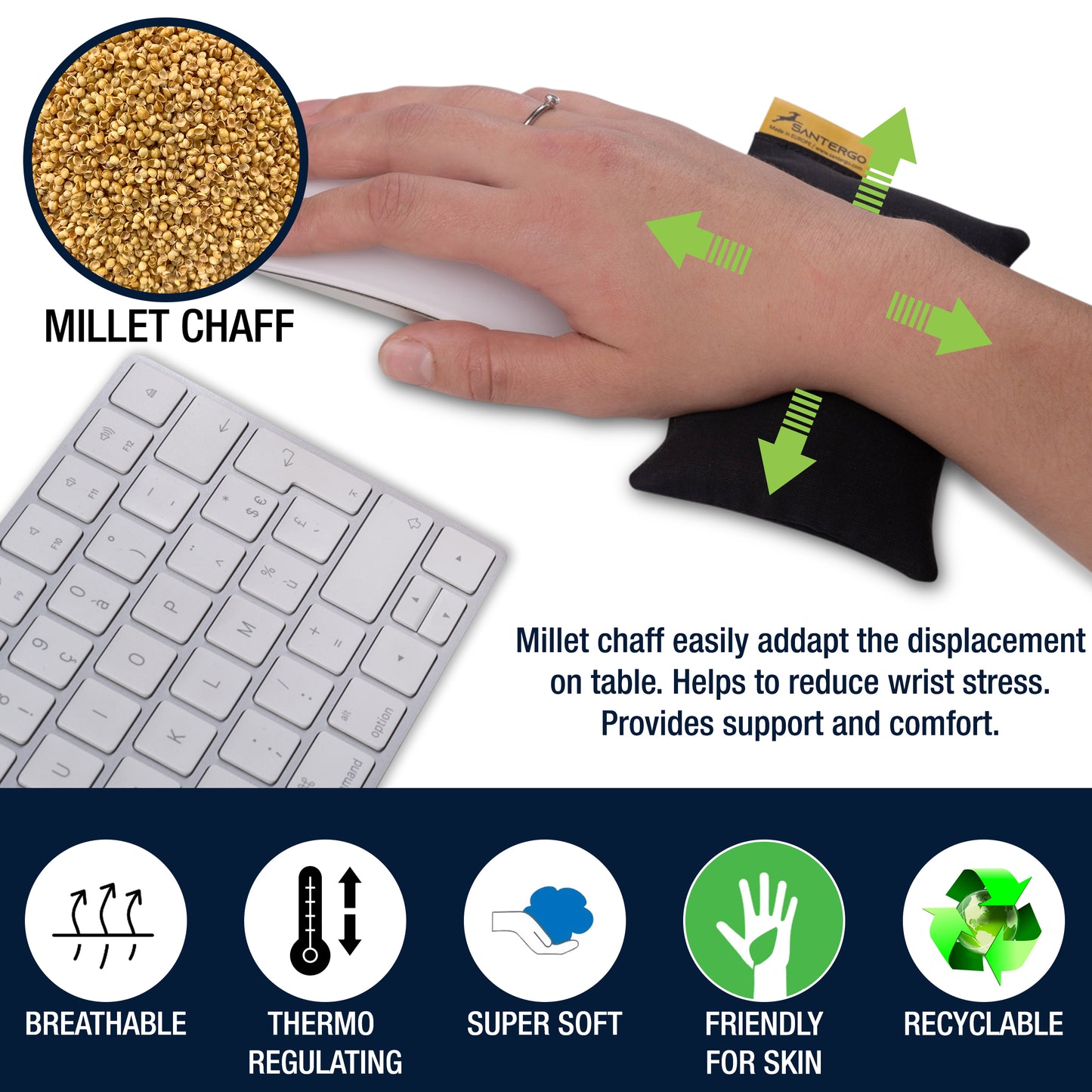 Ergonomische Handgelenkauflage Maus (1.0-CLASSIC) - Ökologisch und Bio | SANTERGO